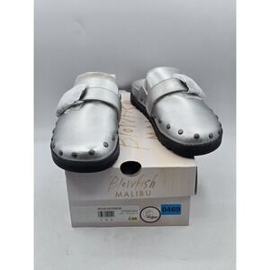Blowfish Malibu Skylar Women's size 6‎ M Fleeced Silver Pewter Lined Clogs Mules